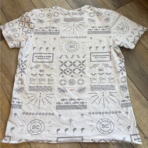 Scotch & Soda White Tee with Intricate Design